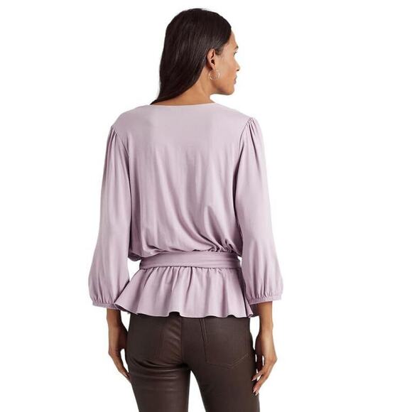 Lauren Ralph Lauren Women's Jersey Peplum Blouse Scottish Primrose Size Medium - Picture 3 of 5